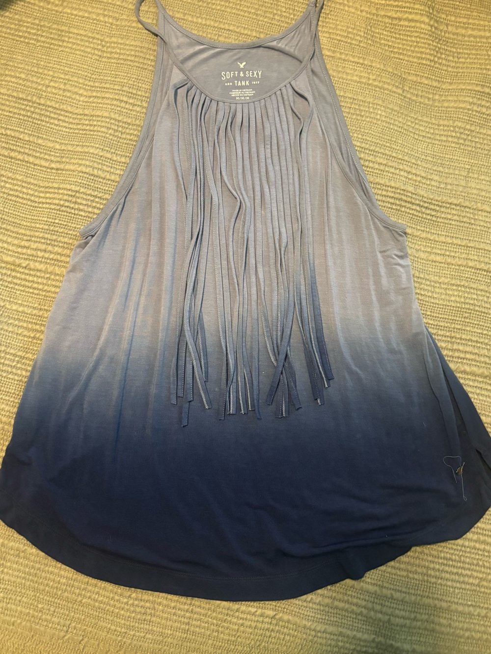 American Eagle Ombre Fringe Tank Top - Blue - Picture 1 of 3
